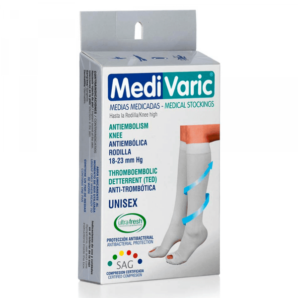 MEDIA DE COMPRESION ANTIEMBOLICA UNISEX RODILLA T-XL BLANCO - MEDIVARIC