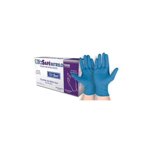 GUANTE NITRILO AZUL THIN ALFASAFE TALLA S CAJA X 100 UND