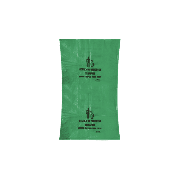 BOLSA VERDE 60 X 80 CM CAL 2 RóTULO DE SEGURIDAD - NO RECICLABLE