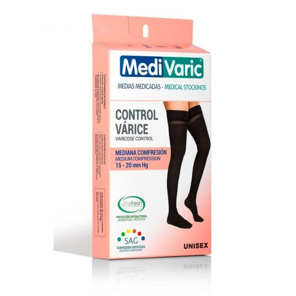 MEDIA DE COMPRESION MUSLO OPACA 15-20MMHGUNISEX T-XL NEGRO REF.5222P0404 - MEDIVARIC