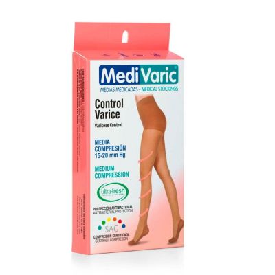MEDIA DE COMPRESION MEDIA 15-20 DAMA CADERA S BEIGE  MEDIVARIC