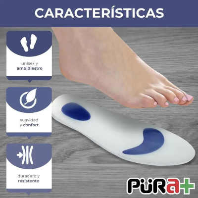 PURA+ PLANTILLA SILICONA PUNTO AZUL MUJER TALLA 34-40 COLOR GEL AZUL CON TEXTIL GRIS REF. 2464 X PAR