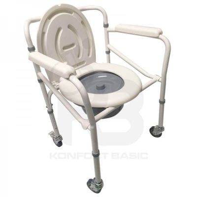 COMODO SANITARIO 44 CM KONFORT BASIC PLEGABLE CON RUEDAS ACERO PINTADO COLOR BLANCO REF. KB225CR-AP1