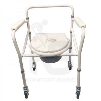 COMODO SANITARIO 44 CM KONFORT BASIC PLEGABLE CON RUEDAS ACERO PINTADO COLOR BLANCO REF. KB225CR-AP1