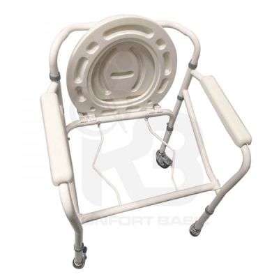 COMODO SANITARIO 44 CM KONFORT BASIC PLEGABLE CON RUEDAS ACERO PINTADO COLOR BLANCO REF. KB225CR-AP1