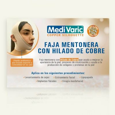 FAJA POST- OPERATORIA MENTONERA FACIAL T- S/M  BEIGE CON HILADO DE COBRE REF. 0521P0708 -MEDIVARIC
